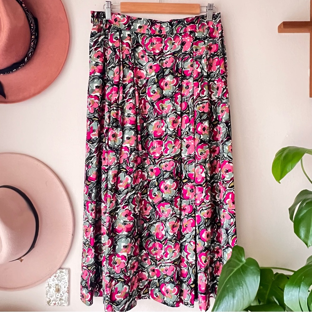 Vintage‎ PENDLETON pleated floral maxi skirt Women’s SIZE 12 Made in USA